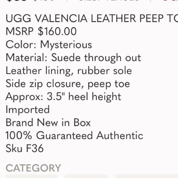 UGG Valencia PEEP Toe BOOTIES Mysterious - Picture 7 of 7